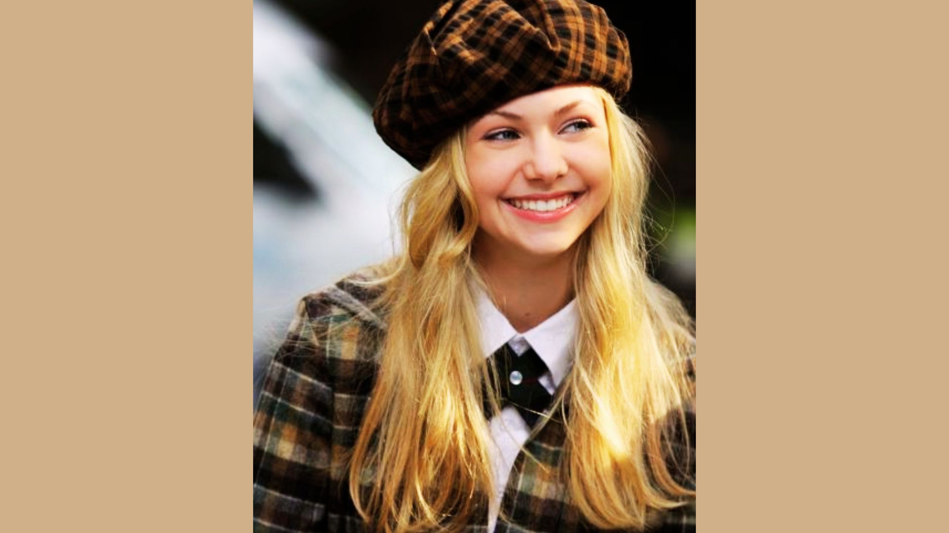 Checkered Dress Paired With a Beanie