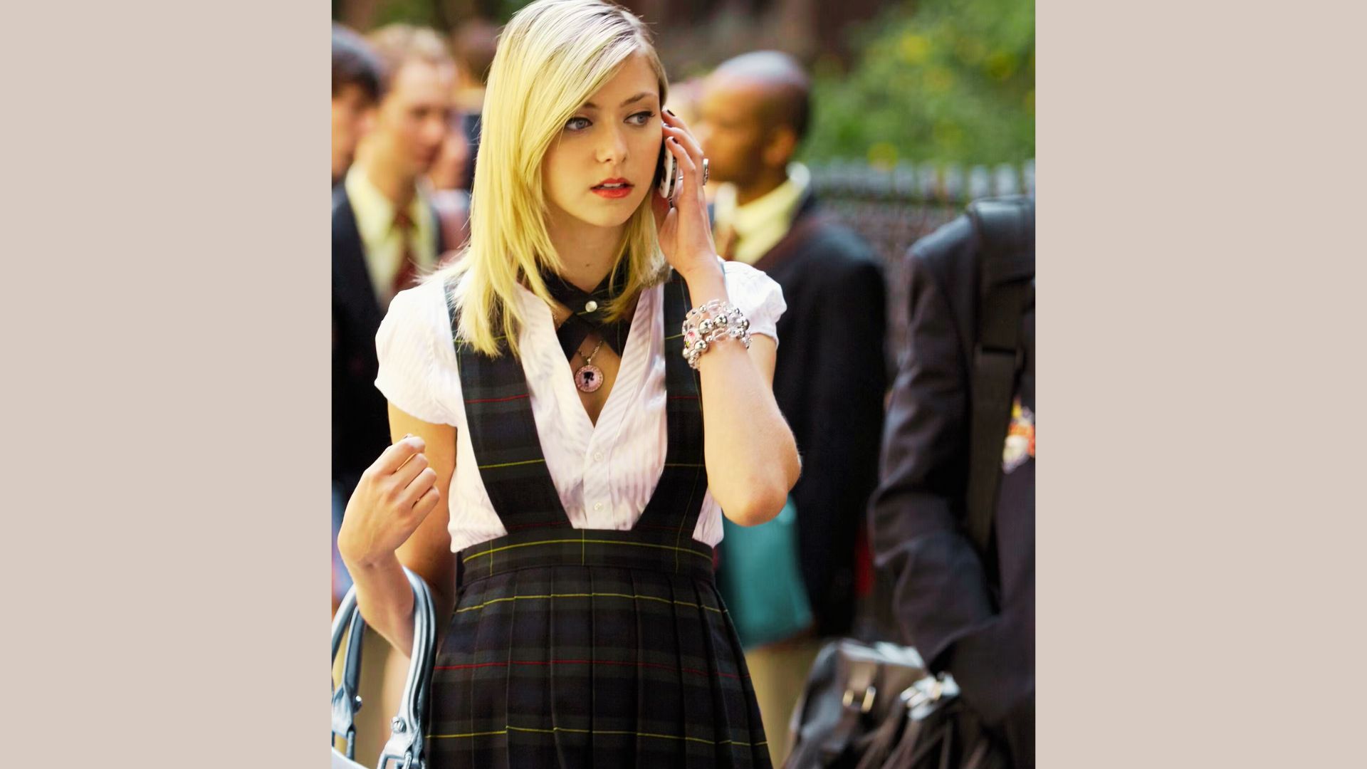Black-and-White Ruffled Dress With Accessories