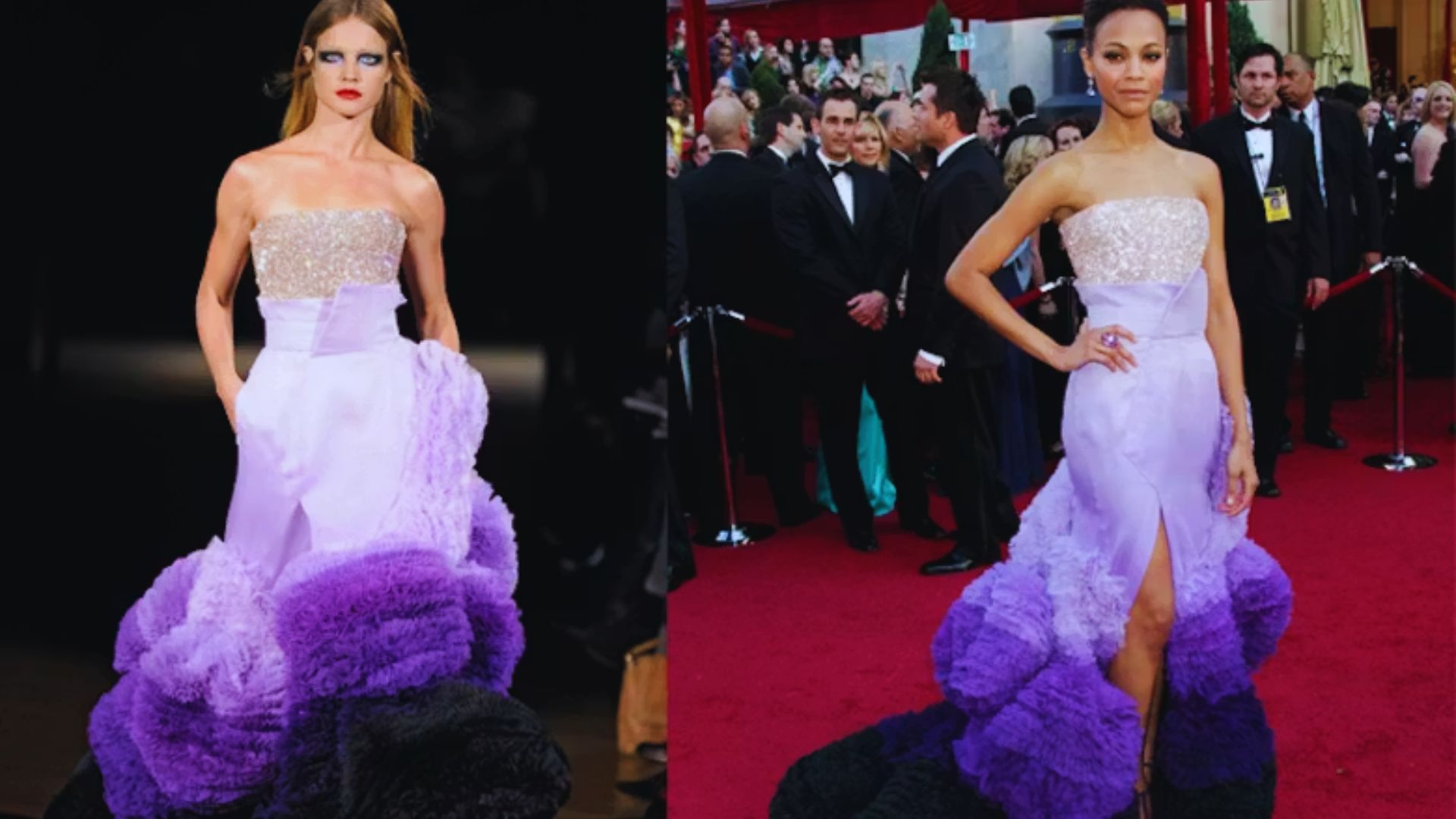 Givenchy: Zoe Saldana's Purple Ombré Oscar Dress Moment
