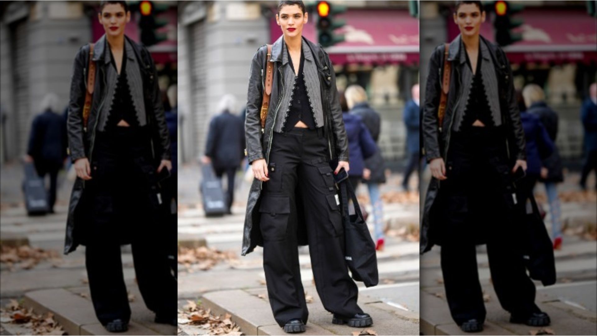 All-Black Fitted Set With Combat Boots