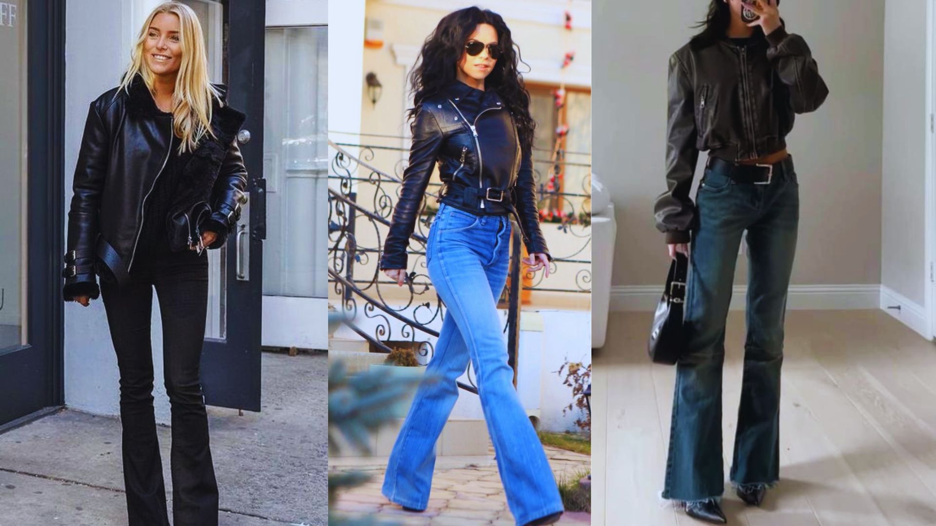 Leather Jacket and Bootcut Jeans