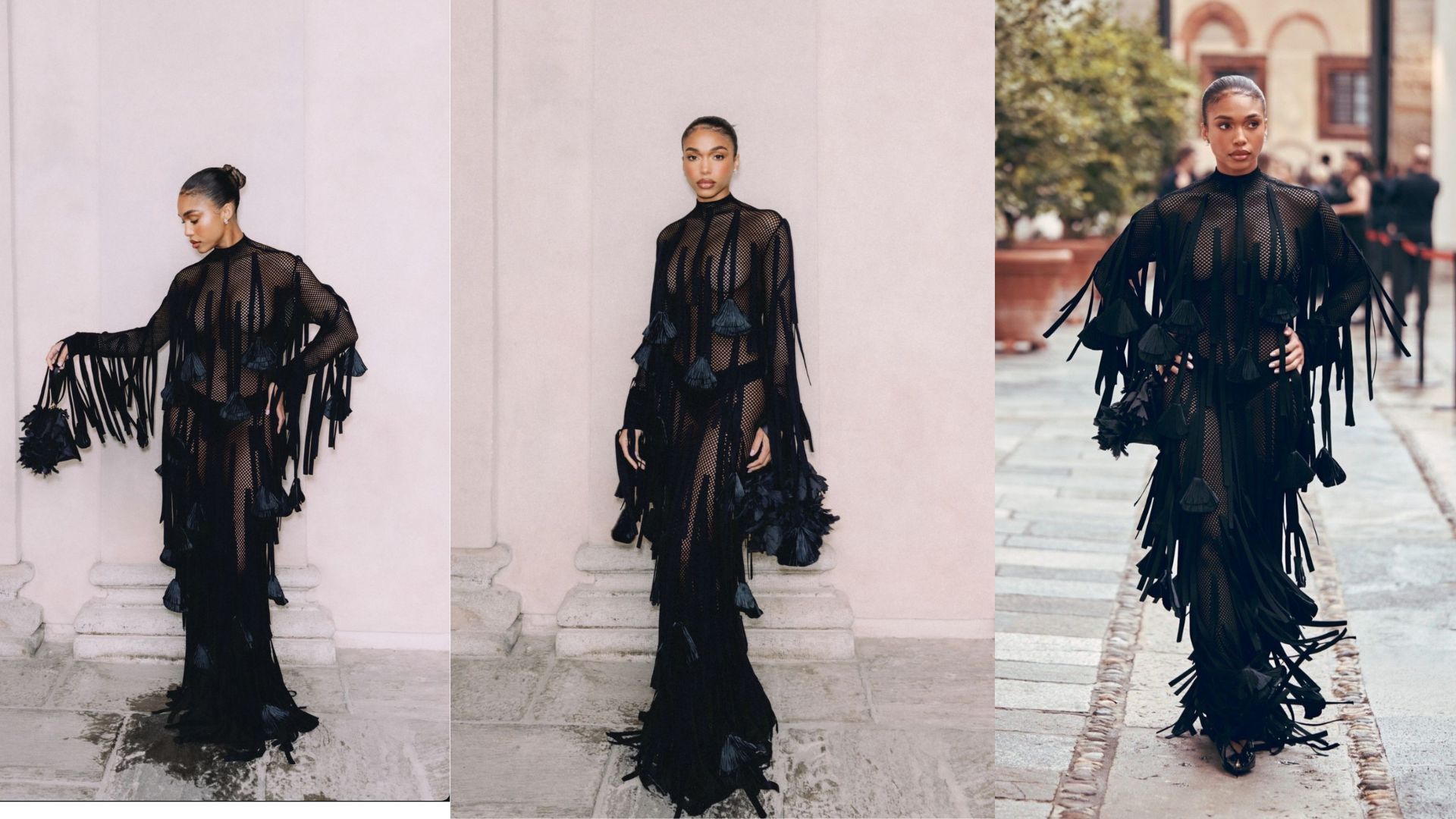Ferragamo SS26 Milan Fashion Week Fishnet Fringe Dress