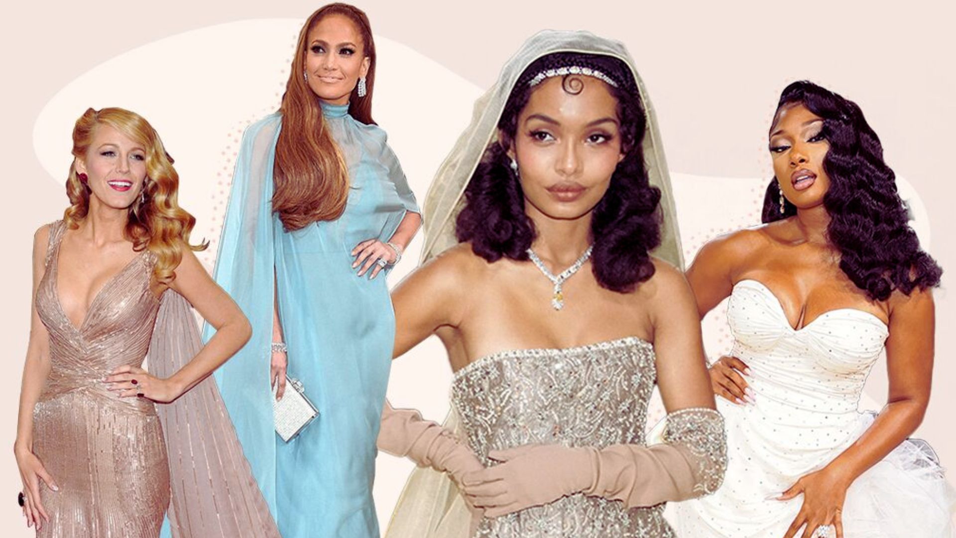 A collage showcasing iconic wedding dresses throughout history, highlighting various styles and designs.