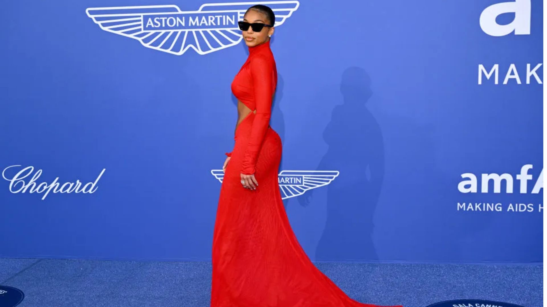 amfAR Cannes Gala 2023 Red Cut-Out Gown With Train