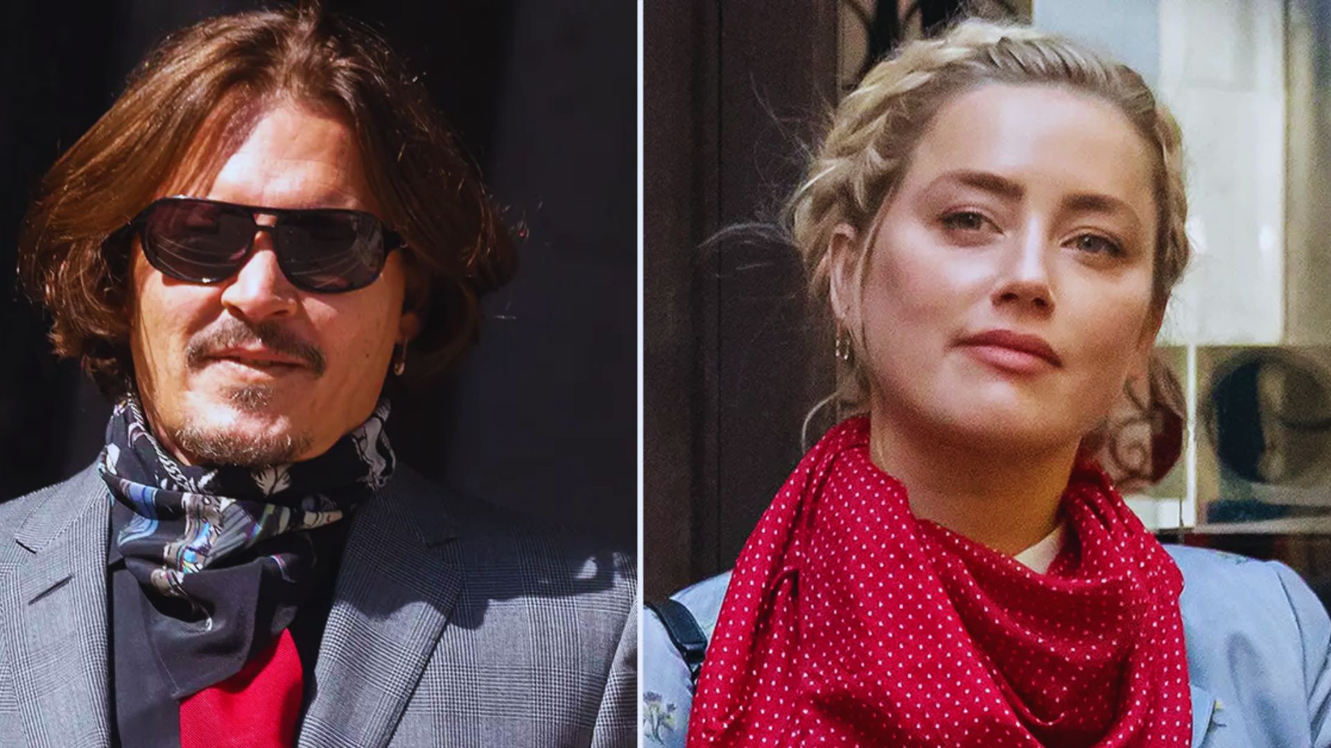 1. Johnny Depp and Amber Heard posing together at a public event, both smiling and dressed in formal attire.