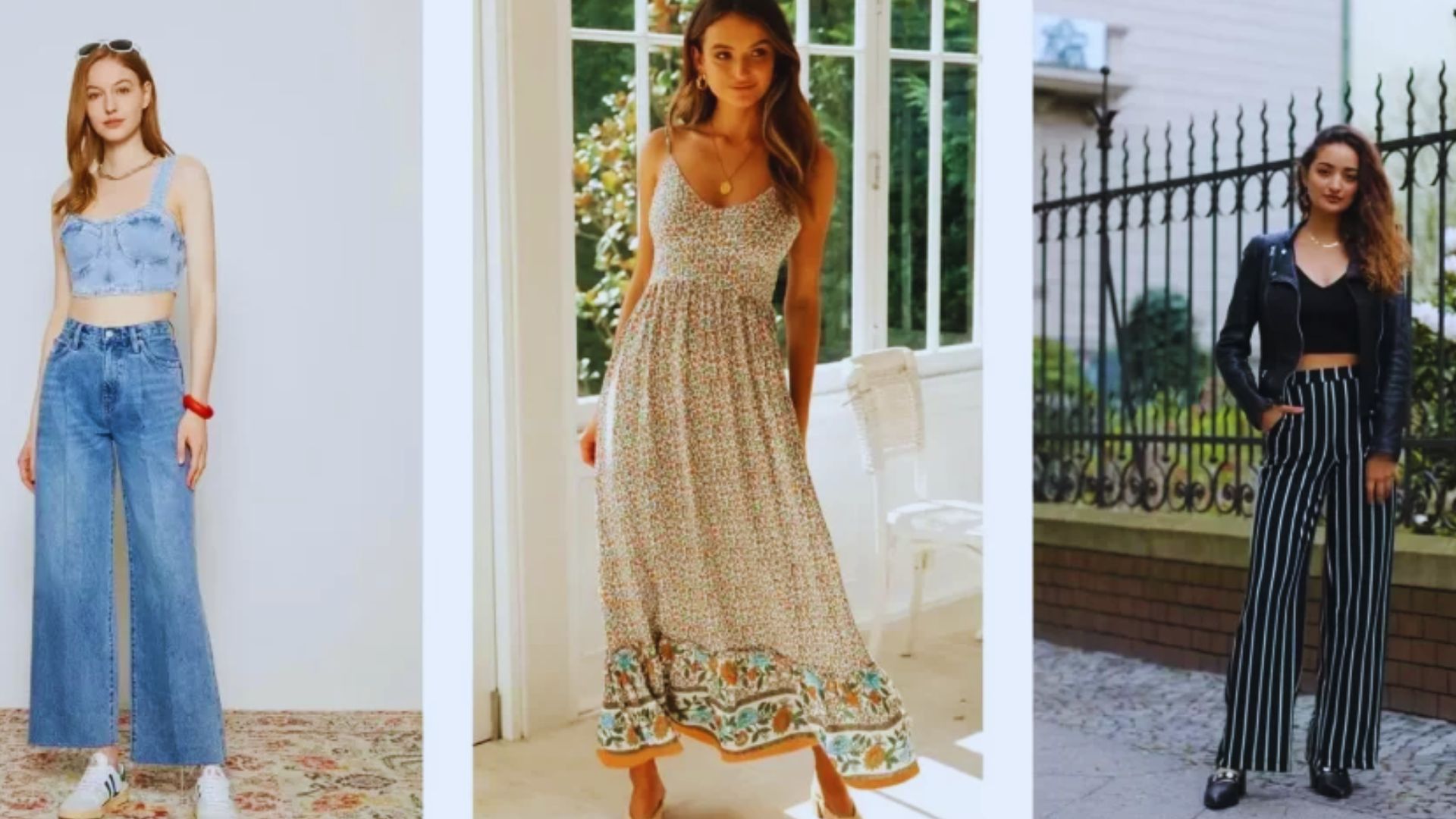 A collage of four women in distinct outfits, each representing unique fashion styles and trends.