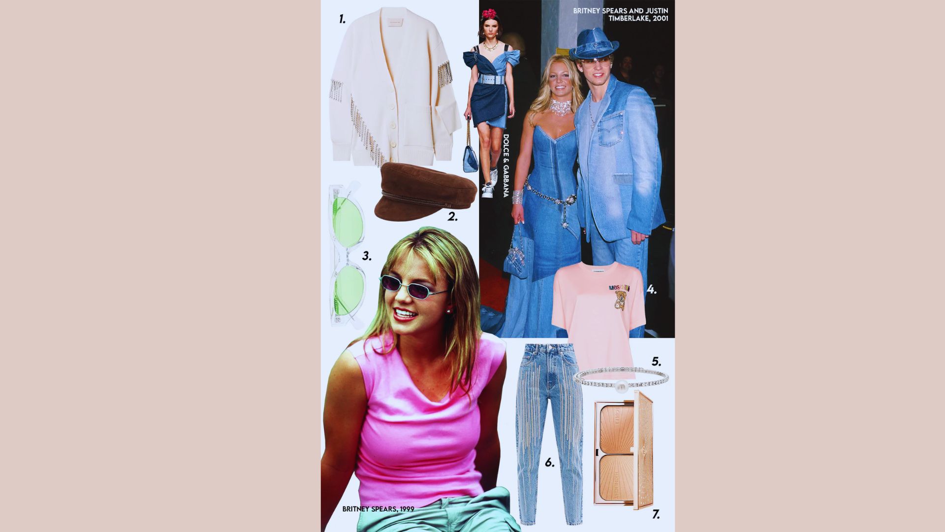 A collage featuring a woman wearing a pink shirt and jeans in various poses and settings.