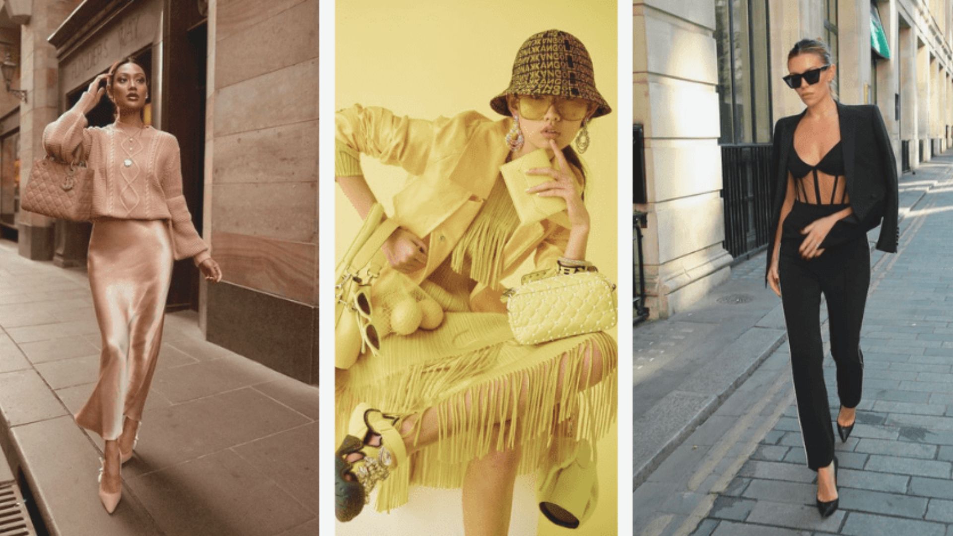 Four images of women showcasing diverse outfits, highlighting various styles and fashion choices.