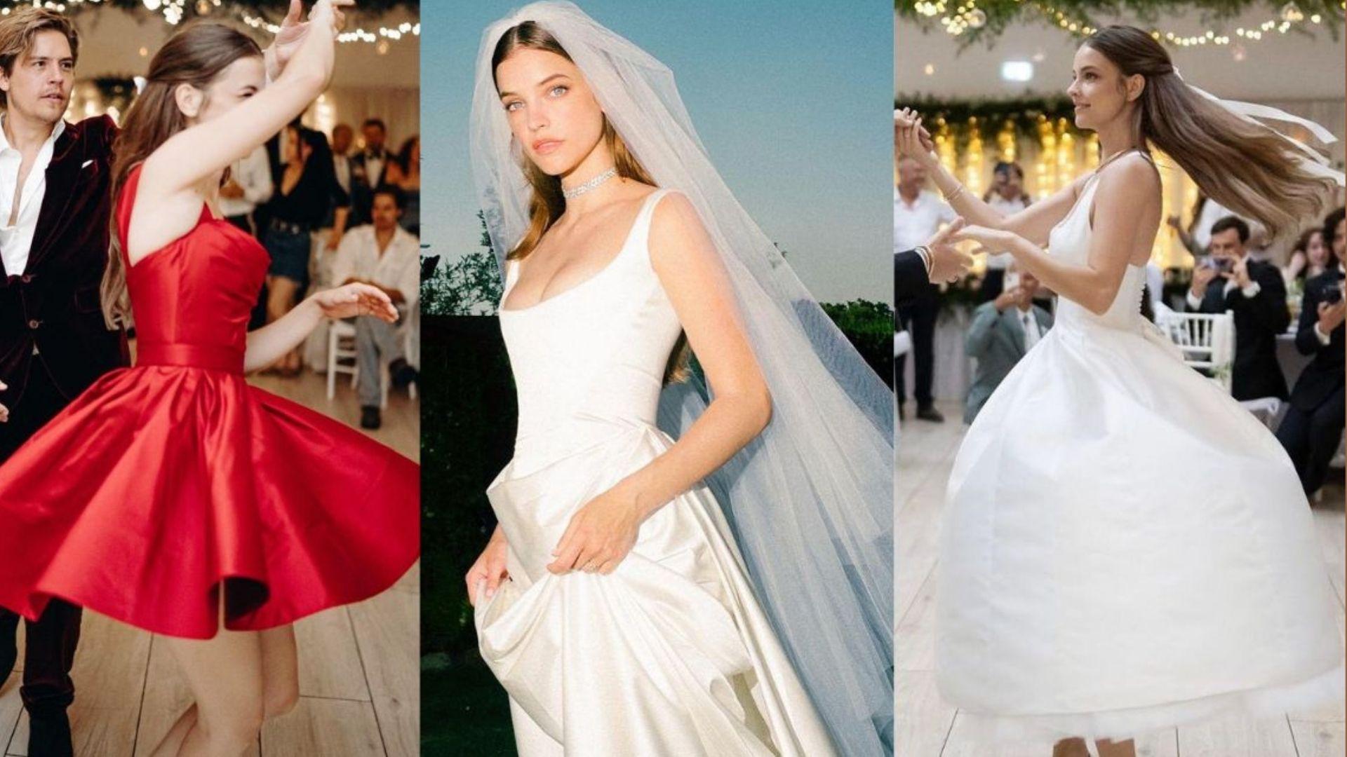 Barbara Palvin showcasing multiple bridal looks that went viral for their perfect wedding fashion style.