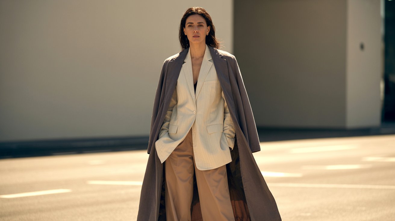 Flamboyant natural styling principles loose blazers linen vertical lines asymmetry raw effortless powerful look