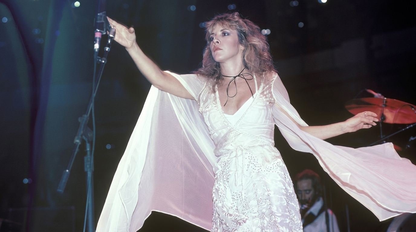 Stevie in Layers of Chiffon and Lace During the Rumours Era.