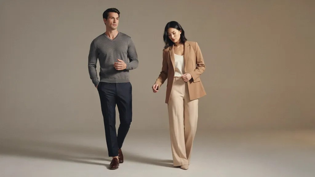 Stylish outfits designed to balance broad shoulder proportions.