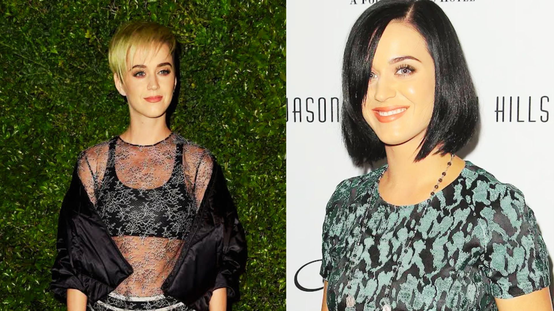 image showing change in Katy Perry’s hairstyle.