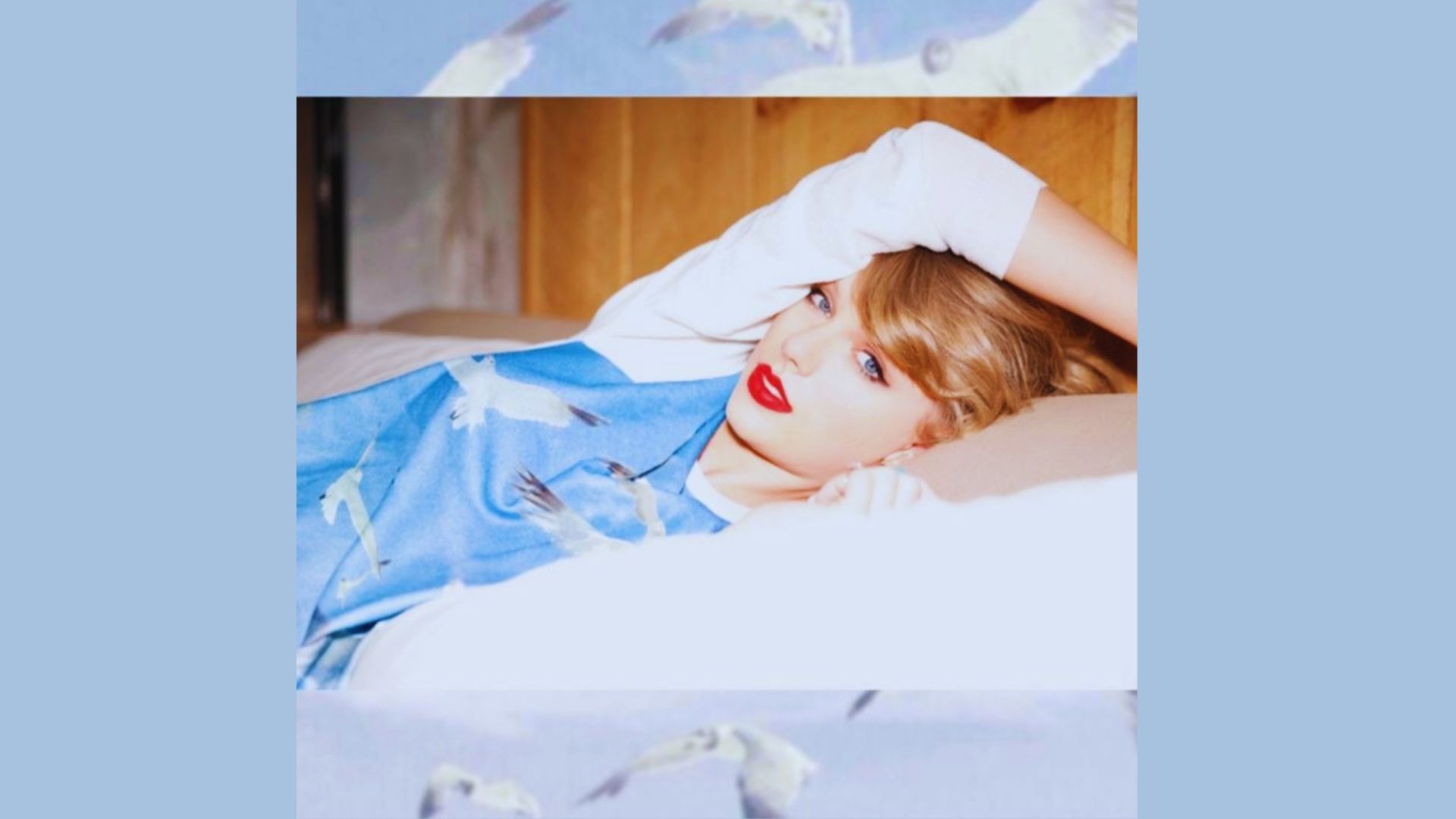 Cream seagull sweater by the Taylor Swift 1989 album cover.