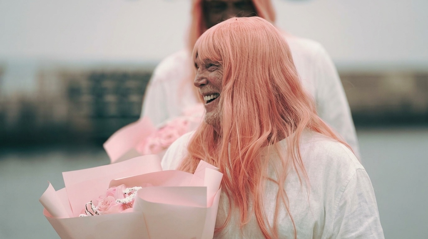 Mark Davis viral pink wig look.