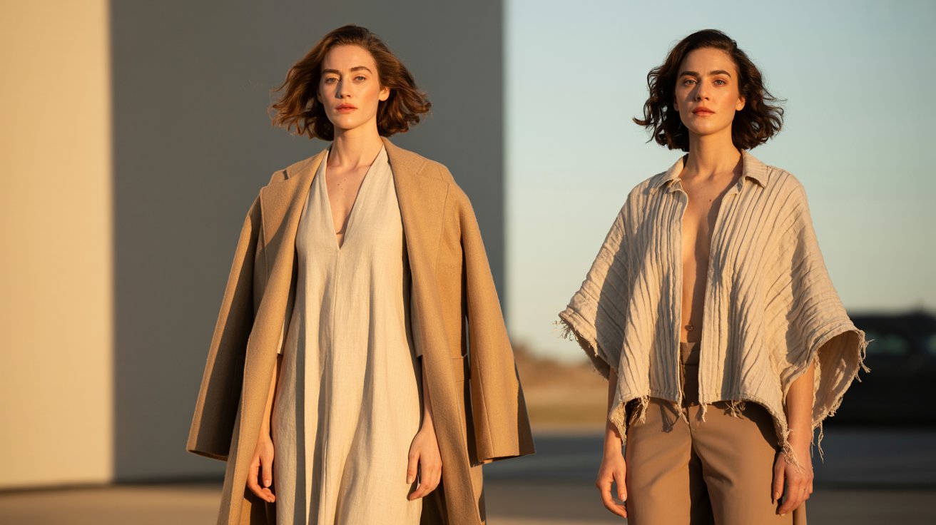 Flamboyant natural silhouettes long coats maxi relaxed soft T shape oversized versus relaxed fit styling