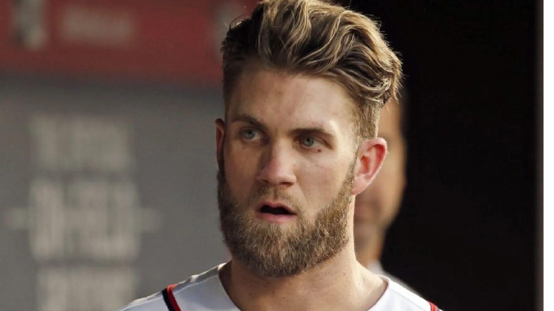 Bryce Harper messy side-swept hairstyle.