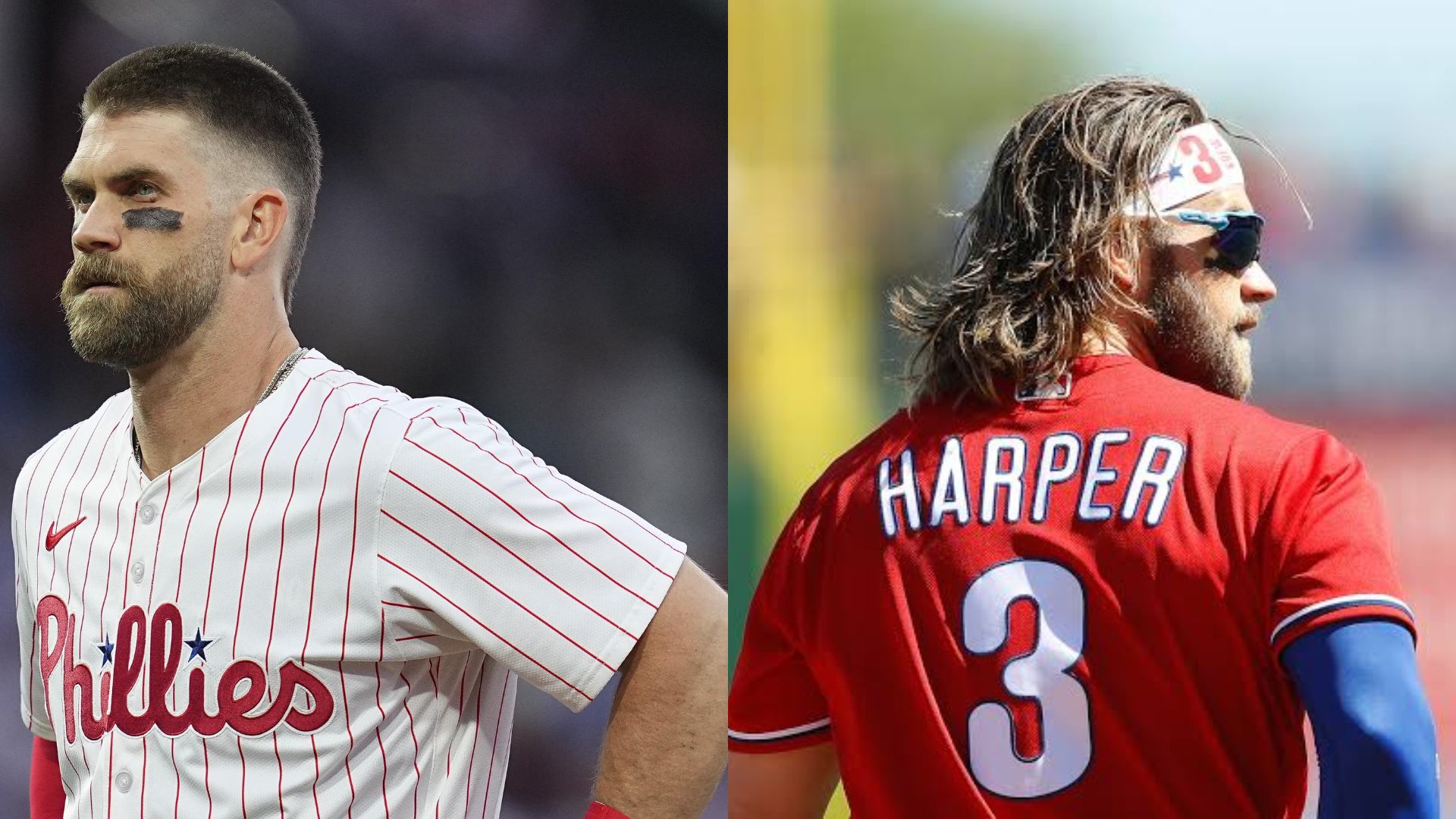 Evolution of Bryce Harper hairstyle over the years.
