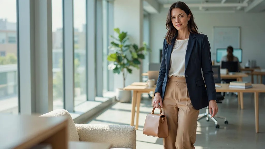 Loafers and block heels styled with wide leg linen pants for work.