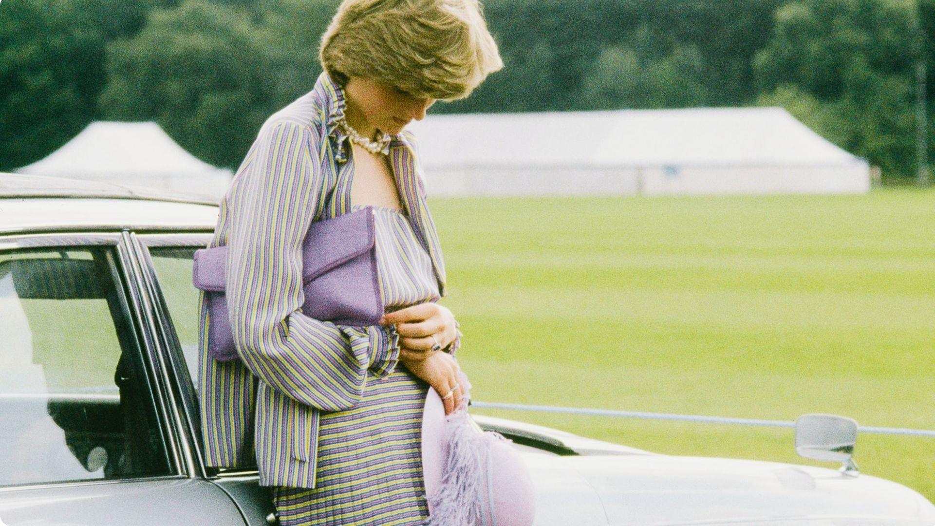 Princess Diana Sloane Ranger fashion with tweed jackets, loafers, and classic British countryside-inspired outfit.