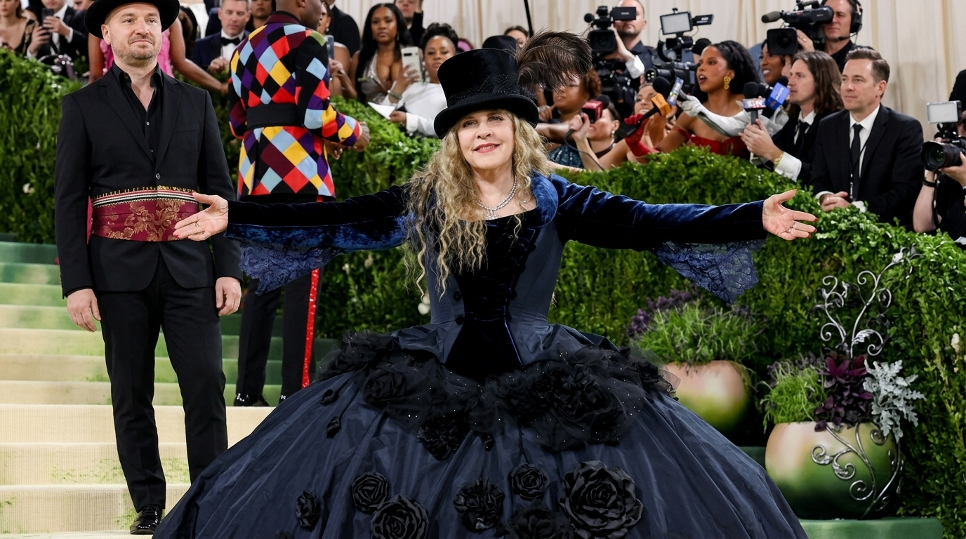 Stevie Nicks look at an event.