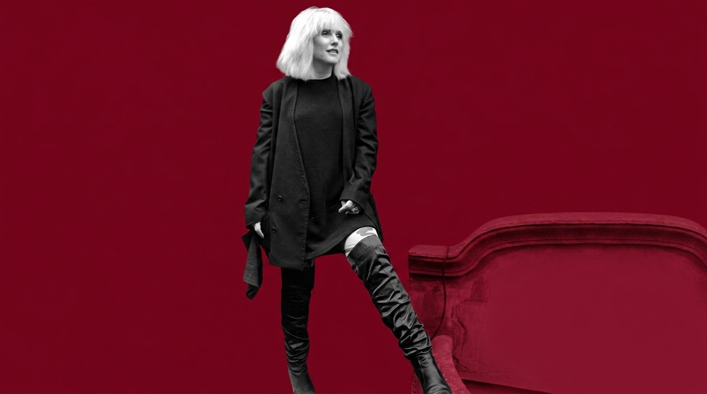 Debbie in black-on-black look.