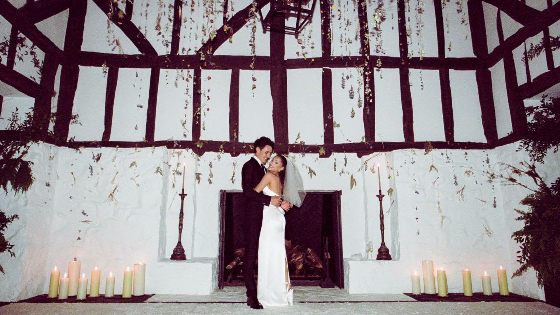 Ariana Grande and Dalton Gomez inspired an intimate wedding ceremony with elegant decor and soft lighting.