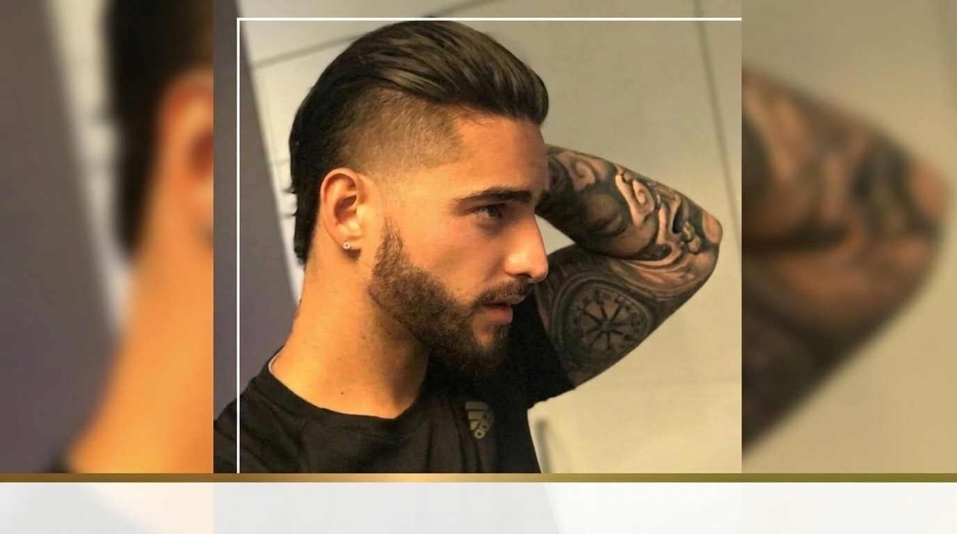 Maluma with Textured Pompadour hairstyle side view