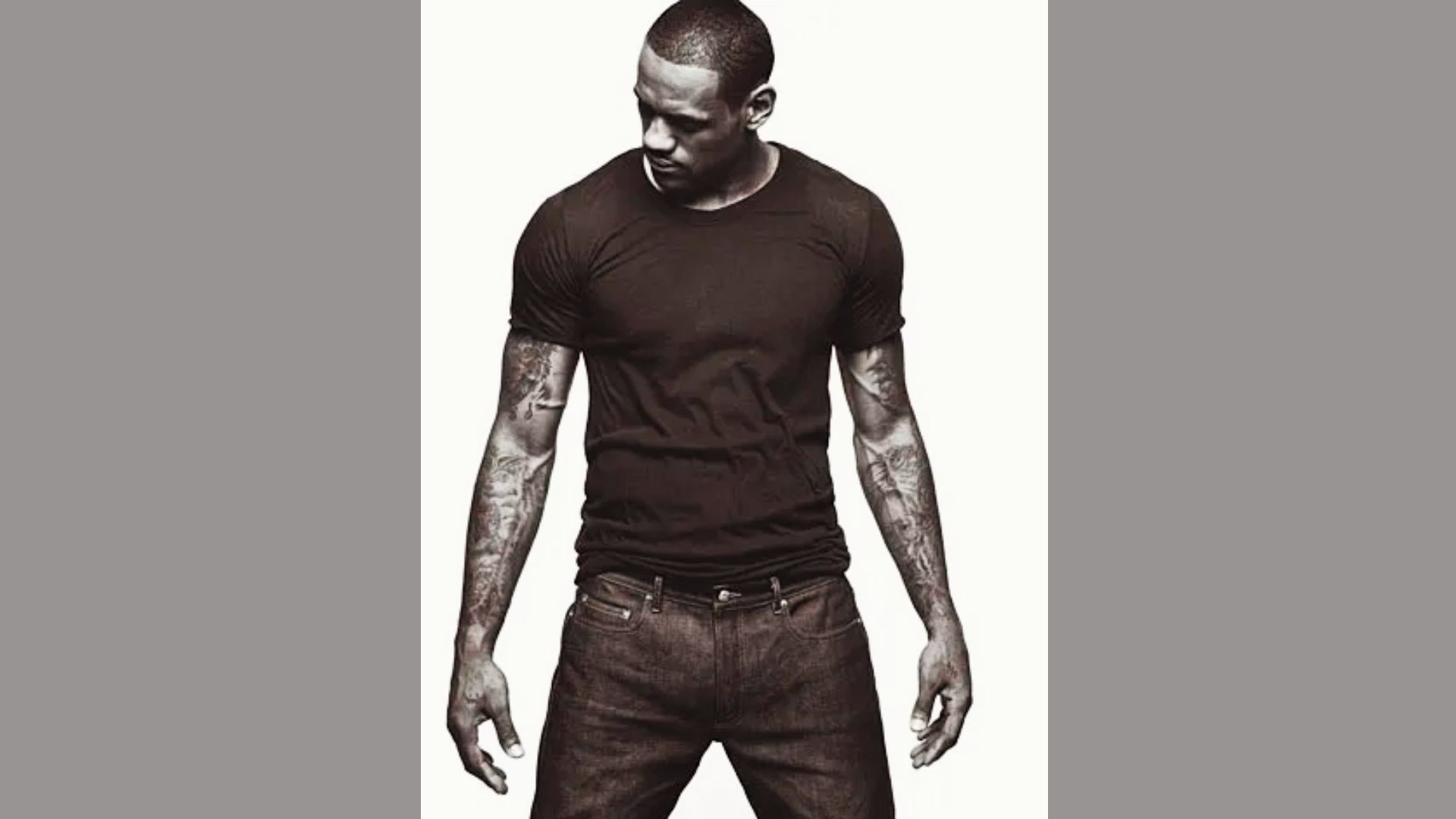 LeBron James Graphic tee styled with black jeans and sneakers.