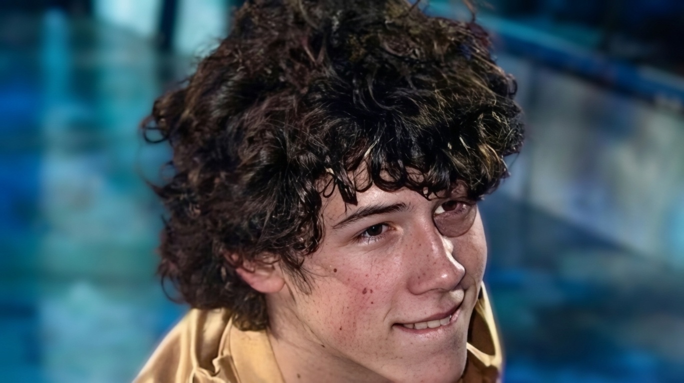 Young Nick Jonas with natural tight curly hair in early Disney days