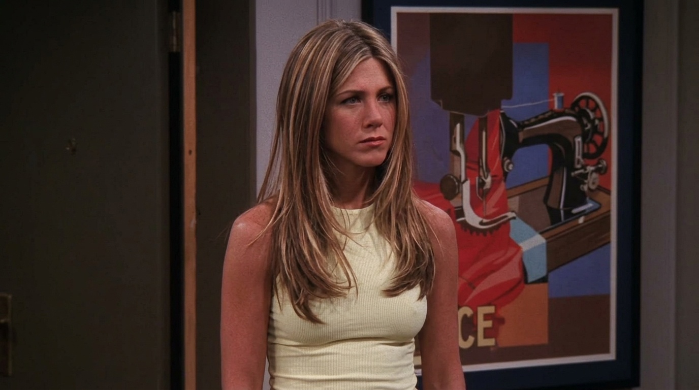 Rachel’s soft flipped hair look.