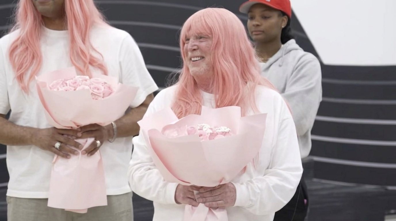 Mark in pink wig at A’ja Wilson’s celebration.