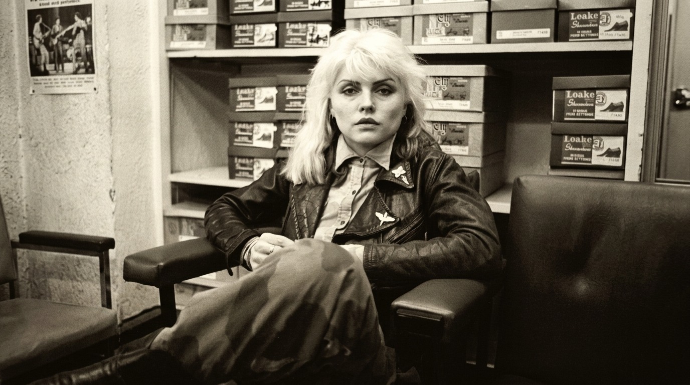Debbie Harry in Black Leather Stage Ensemble.