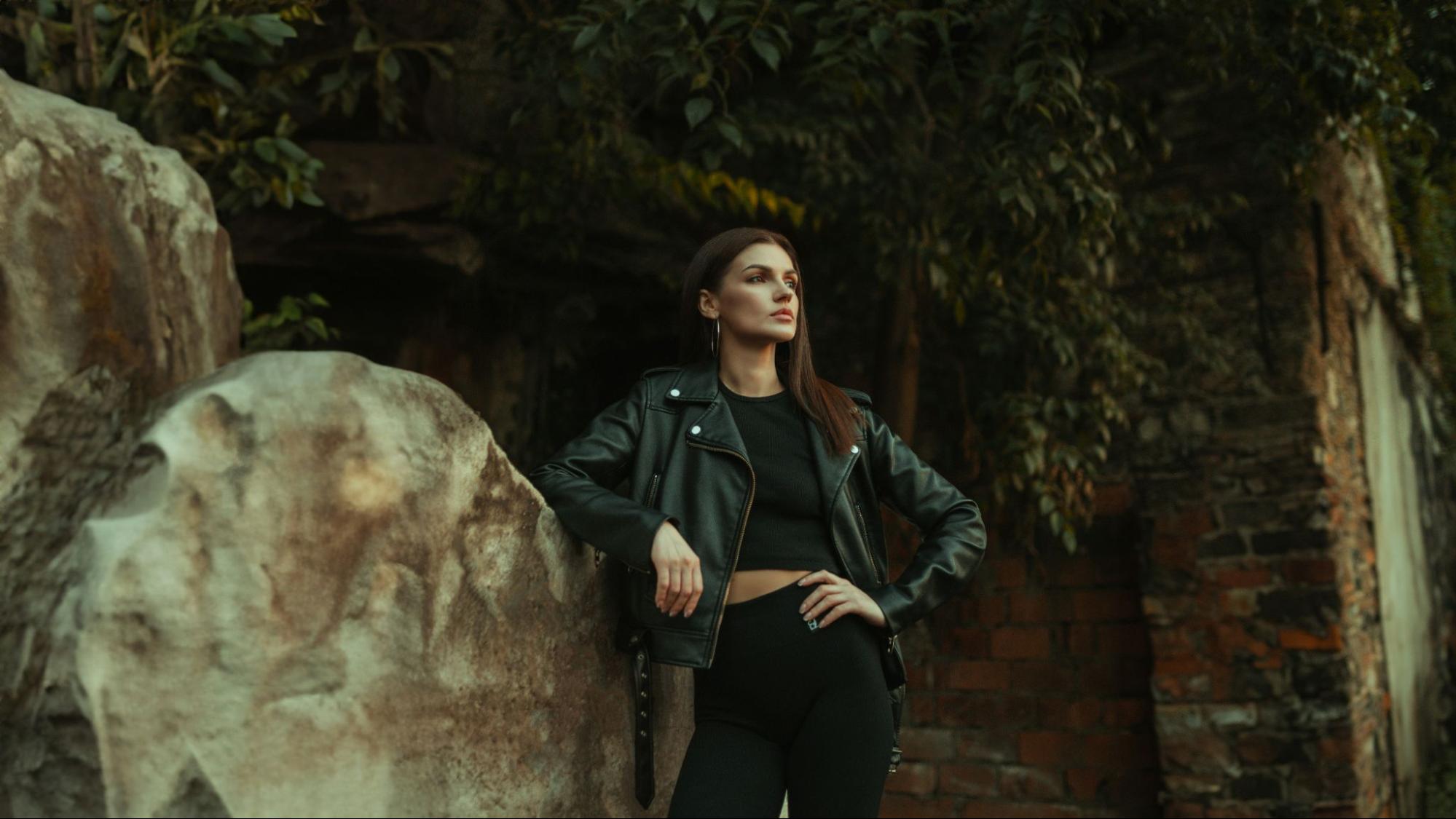 Biker jacket with a crop top