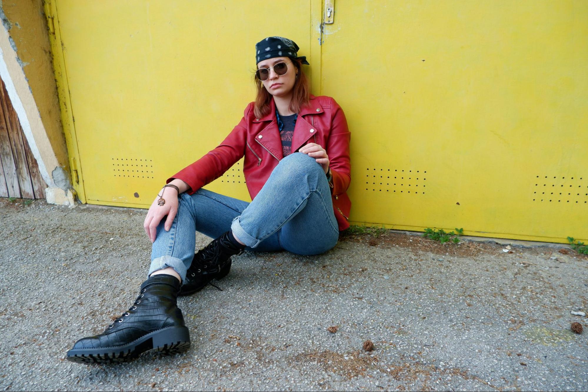 Red leather jacket