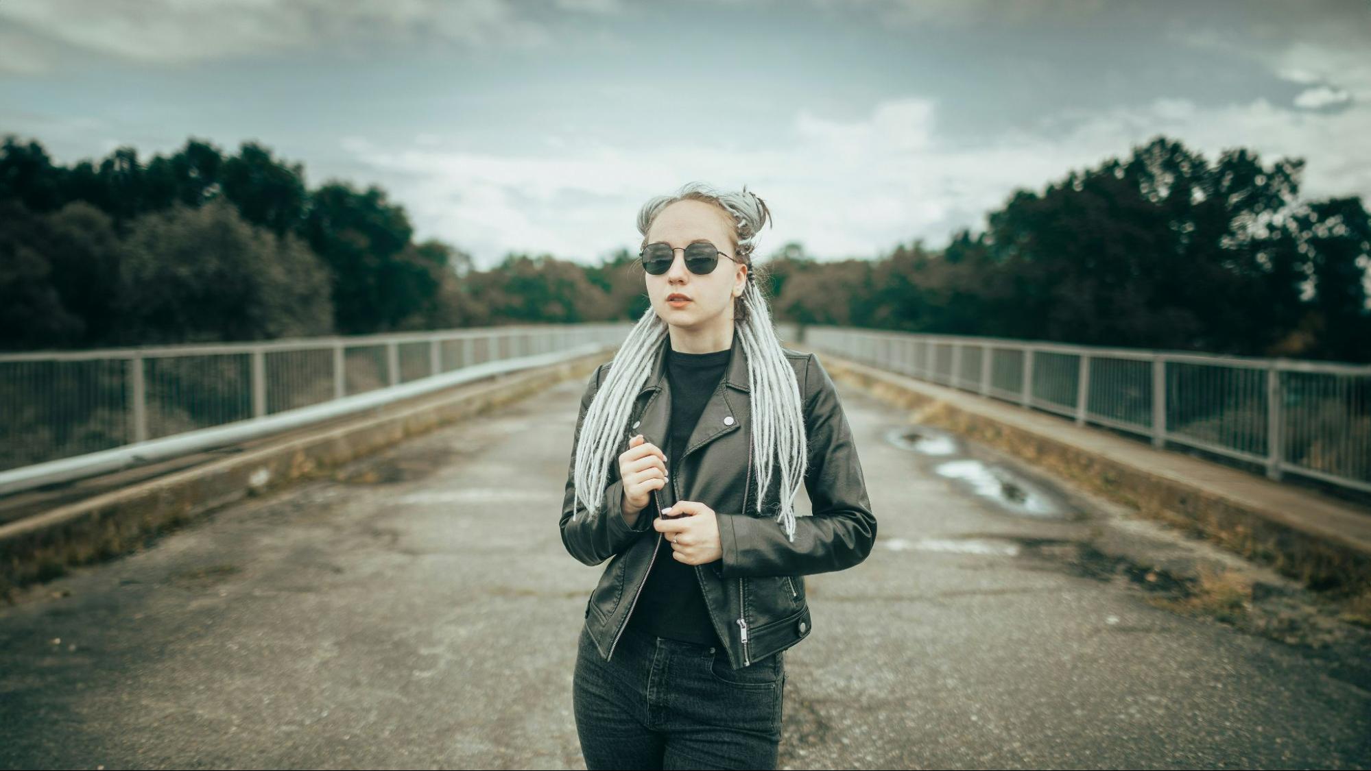 Biker leather jacket and T-shirt