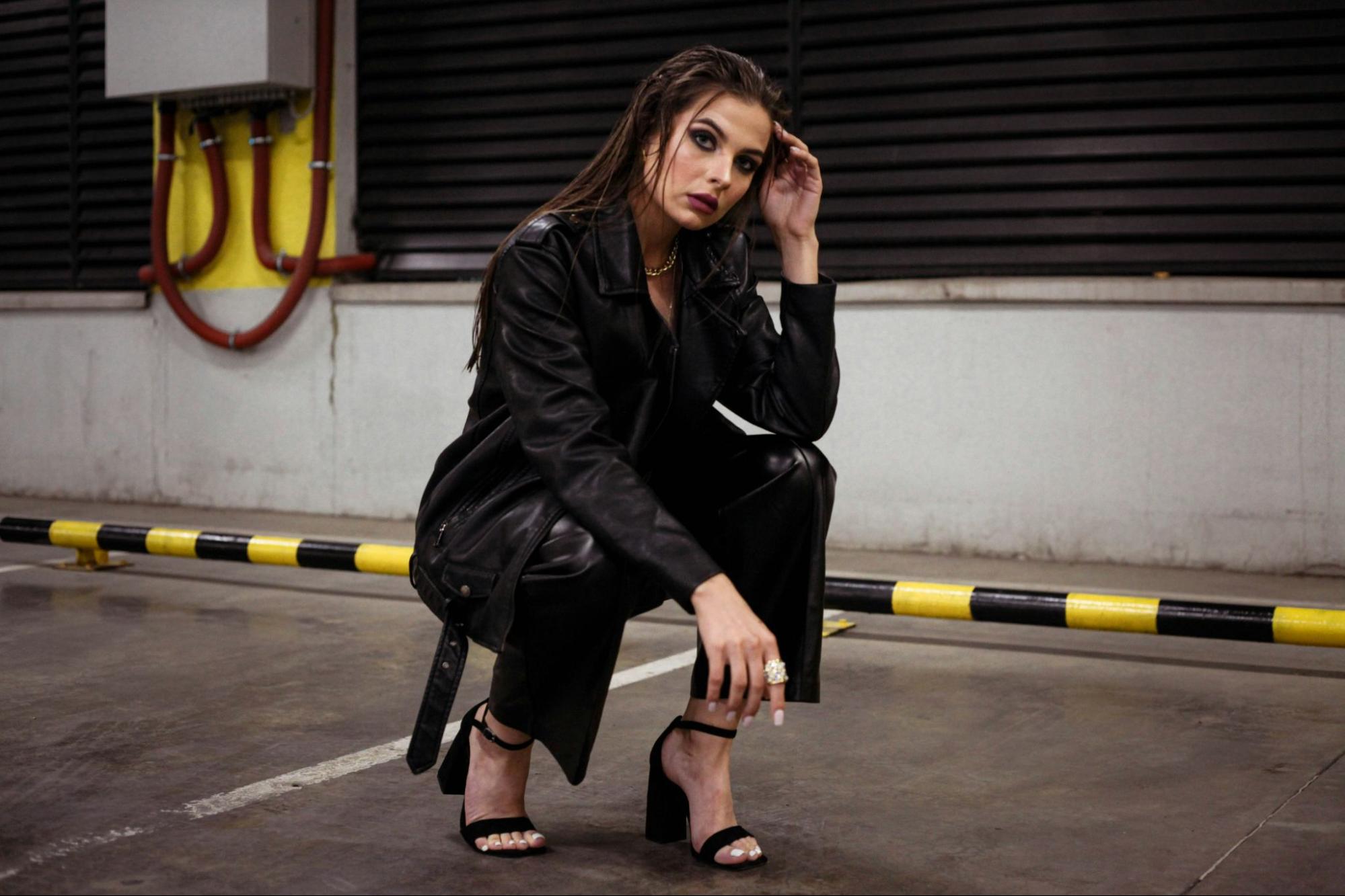 An all-black outfit